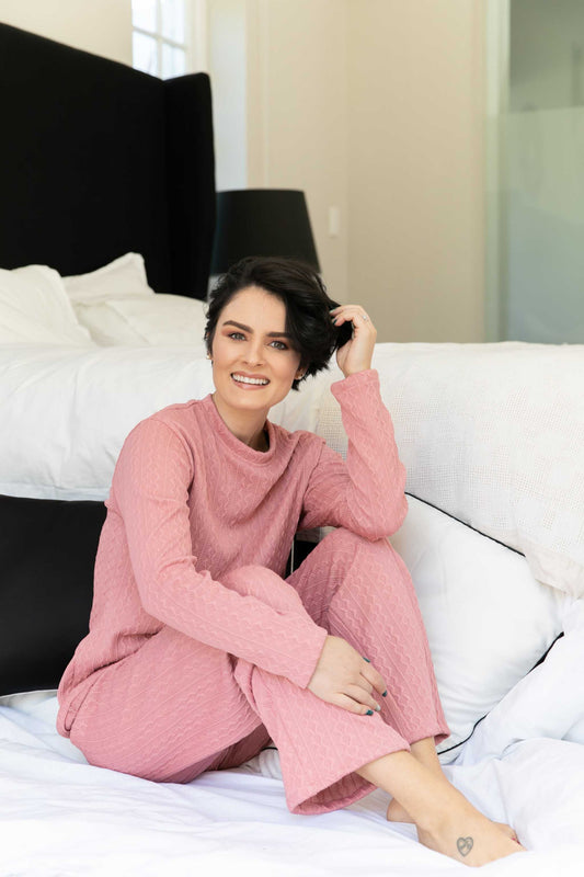 [cable knit pajama set]